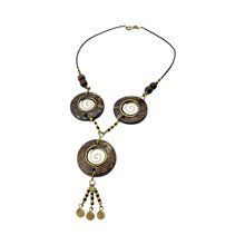 African Coconut Shell Brass Necklace