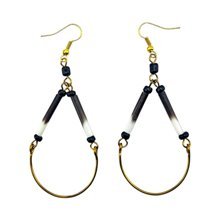 Handmade African Earrings Brass Porcupine Quill