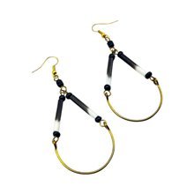 Brass Teardrop Earrings Porcupine Quill