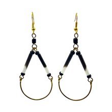 African Porcupine Quill Brass Teardrop Earrings