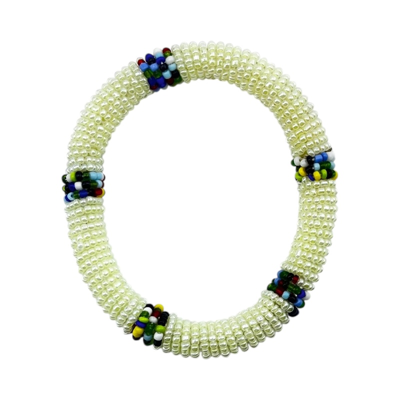 Milele Maasai Bracelet - Pearl White