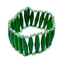 Uganda Paper Bead Stretch Bracelet Green