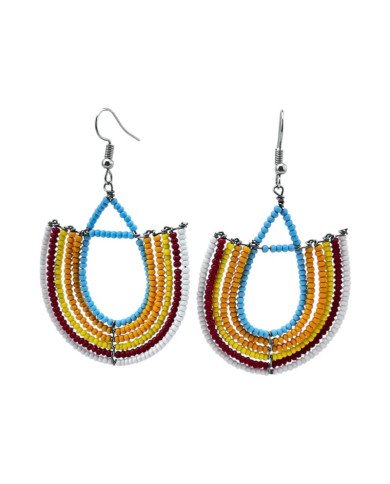 White Unique Dangle Maasai Bead Earrings
