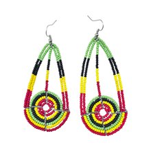 Handmade African Maasai Teardrop Earrings Red