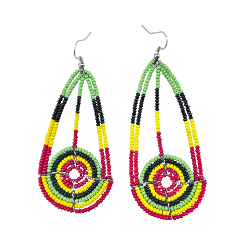 Handmade African Maasai Teardrop Earrings Red