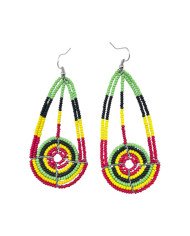Handmade African Maasai Teardrop Earrings Red