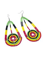 Handmade African Maasai Teardrop Earrings Yellow