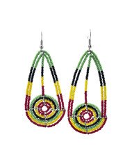 Handmade African Maasai Teardrop Earrings Multicolor