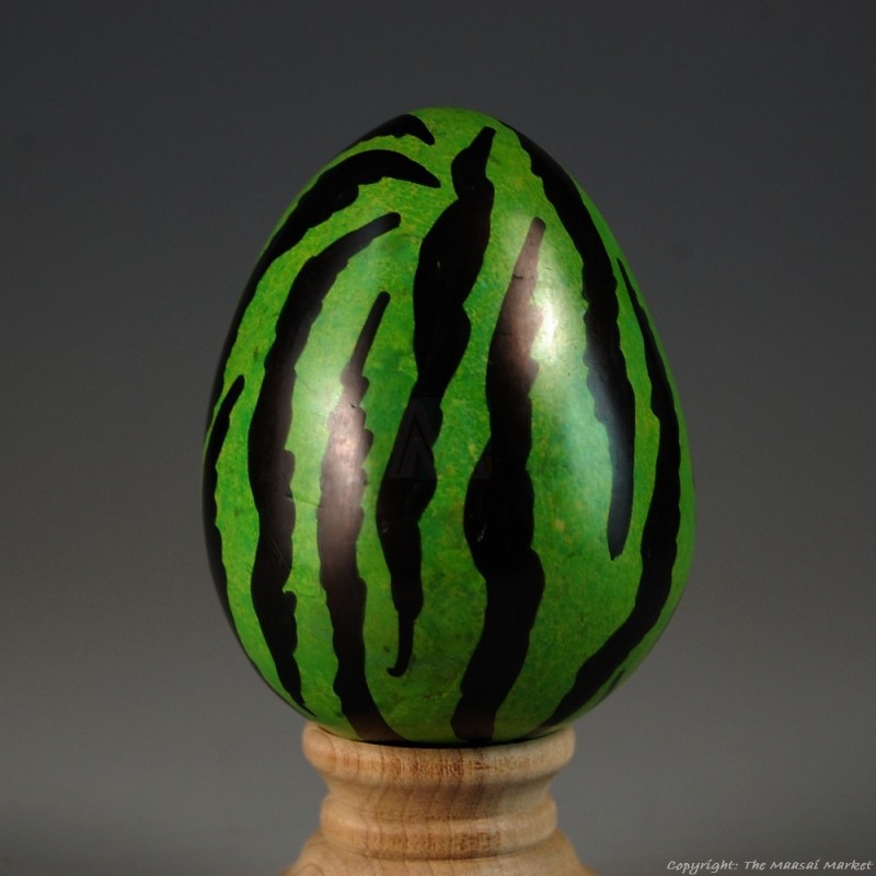 Green Tiger Print Kisii Soapstone Easter Eggs