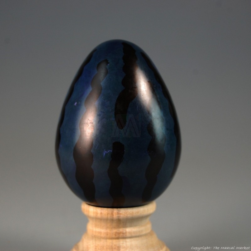 Dark Blue Tiger Print Kisii Soapstone Easter Eggs