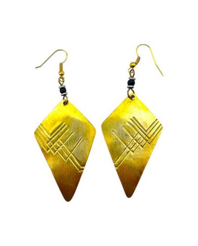 Handmade Kite Shape Brass African Earrings Black