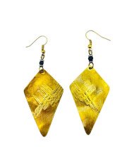 Handmade Kite Shape Brass Earrings Black