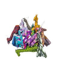 Kitenge Safari Giraffe Animal Ornament Variations