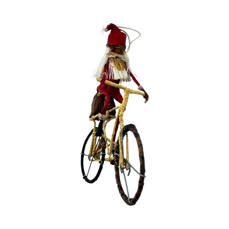 Handmade Bicycle Santa Ornament