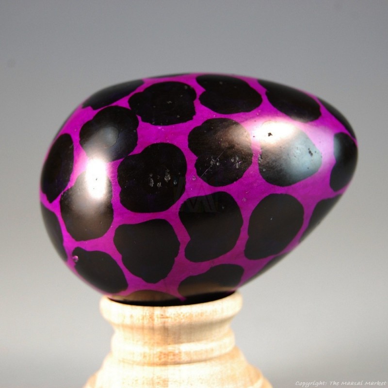 Purple Giraffe Print Kisii Soapstone Easter Eggs