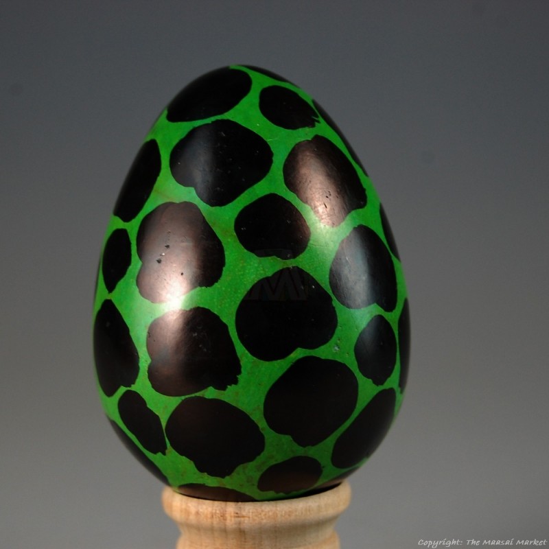 Green Giraffe Print Kisii Soapstone Easter Eggs