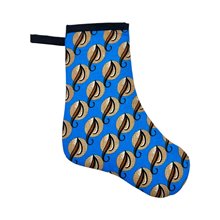Small Handmade African Kitenge Christmas Stocking Blue Leaves