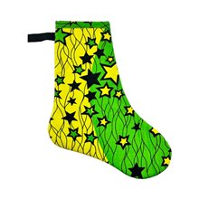 Handmade African Kitenge Christmas Stocking Green Stars