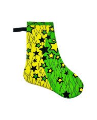  Handmade African Kitenge Christmas Stocking Green Stars