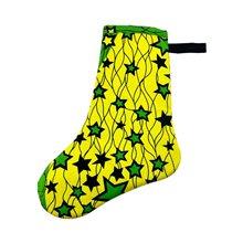 Handmade Kitenge African Christmas Stocking Yellow Stars