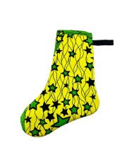 Handmade Kitenge African Christmas Stocking Yellow Stars