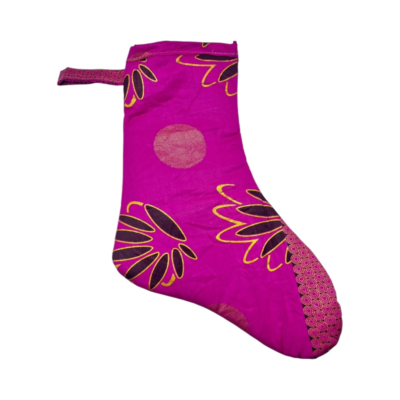 Small Kitenge Christmas Stocking Pink