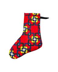 Small Kitenge Christmas Stocking Orange Geometric