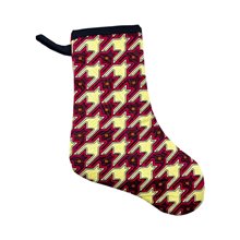 Small Red Houndstooth Kitenge Christmas Stocking