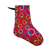 Small Kitenge Christmas Stocking Red Rings