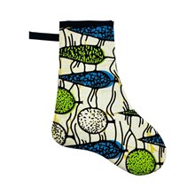 Small Handmade African Kitenge Christmas Stocking Cream Design