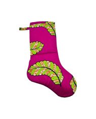 Large Kitenge Christmas Stocking Pink Leaves