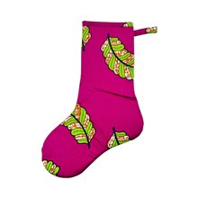 Large Pink Leaves Kitenge Christmas Stocking