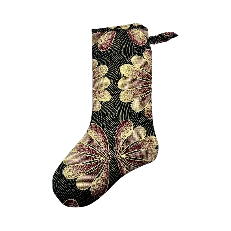 Large Kitenge Christmas Stocking Golden Floral