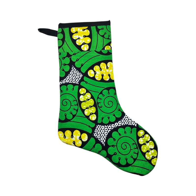 Large Kitenge Christmas Stocking Green Design