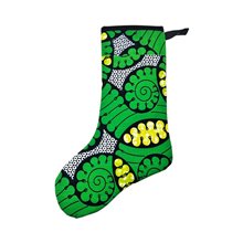 Large Green Design Kitenge Christmas Stocking