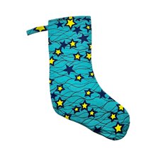 Large Kitenge Christmas Stocking Teal Stars