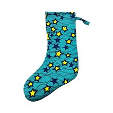 Large Teal Stars Kitenge Christmas Stocking