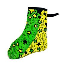 African Handmade Star Kitenge Christmas Stocking Green