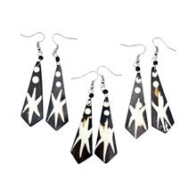 Handcrafted African Celestial Batik Bone Earrings