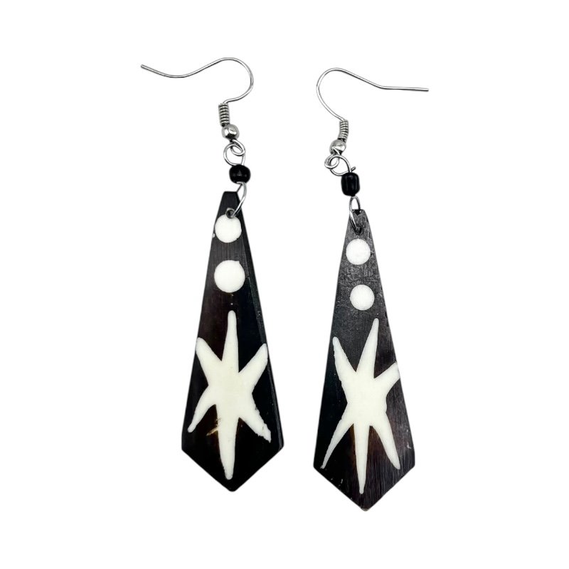Celestial Batik Bone Earrings