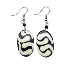 Oval Batik Bone Earrings