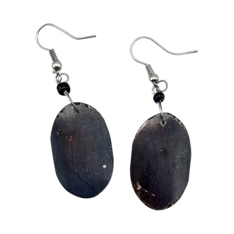 Oval Batik Bone Earrings