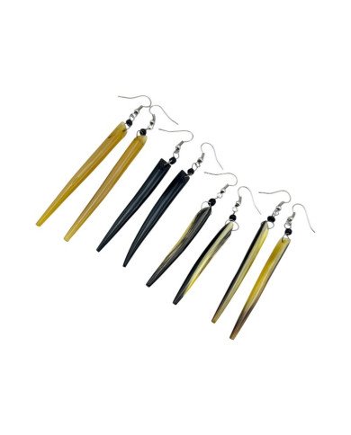 Variations Handmade African Cow Horn Spike Earrings