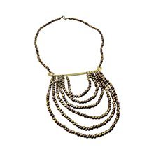 Handmade African Gold Maasai Glass Bead Bib Necklace