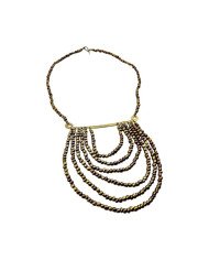Handmade African Gold Maasai Glass Bead Bib Necklace