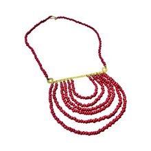 Red Maasai Glass Bead African Bib Necklace
