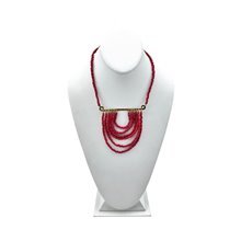 Red Maasai Glass Bead African Handmade Bib Necklace