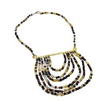 Earth Tone Maasai Glass Bead Bib Necklace