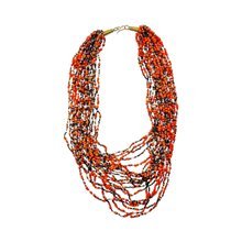 Orange Multi African Handmade Maasai Bead Necklace
