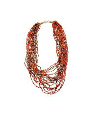 Orange Multi African Handmade Maasai Bead Necklace